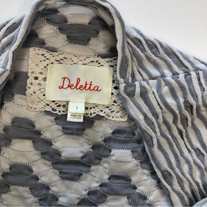 ANTHROPOLOGIE Deletta Nava Cowl Neck Tank Top Sz Small‎ Gray & White